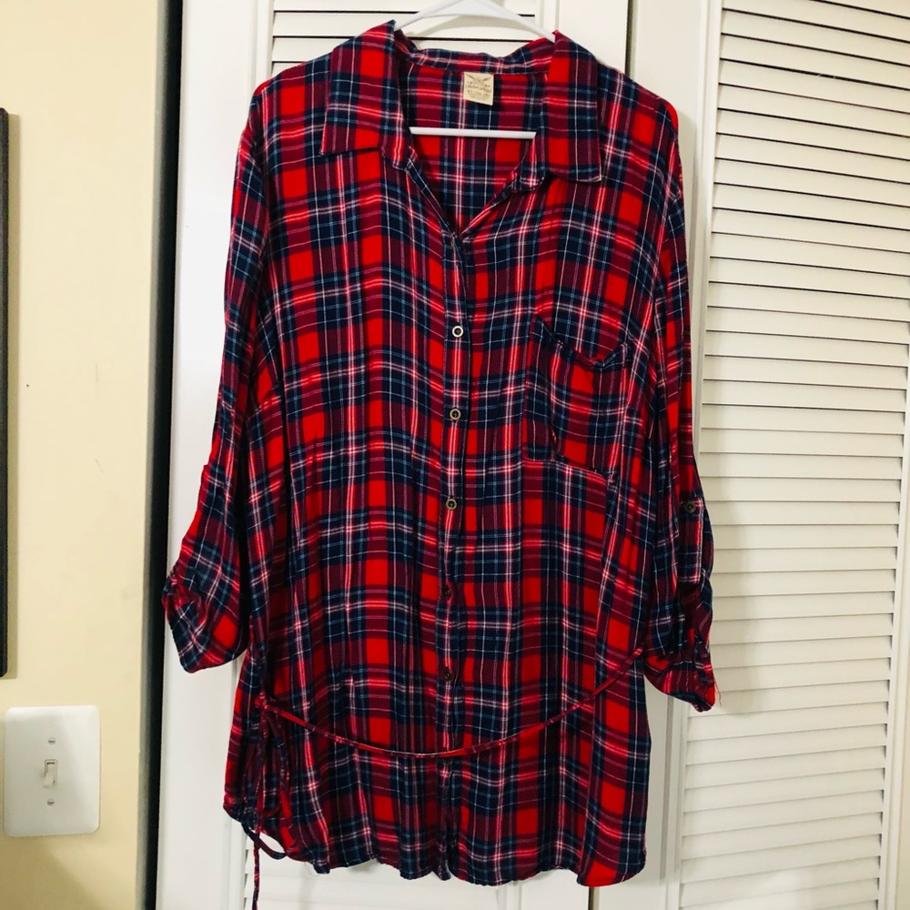 Faded Glory Red and Blue Plaid Shirt